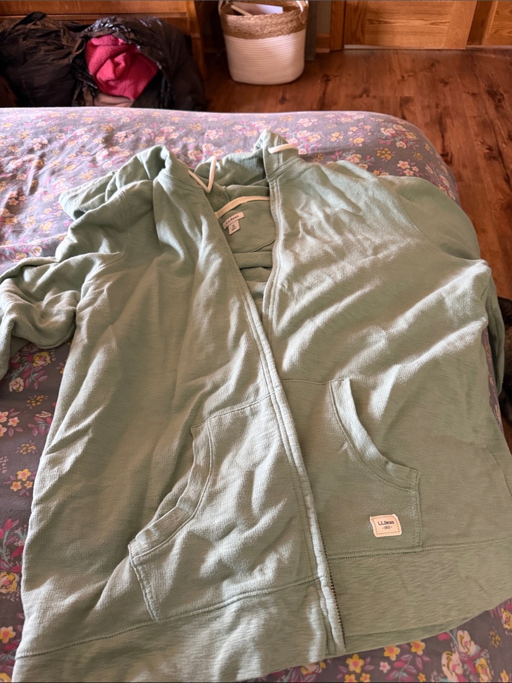 L.L. Bean Sage Green Hooded Zip Shirt Jacket